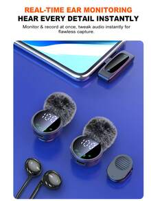 Professional Wireless Lavalier Microphone, Plug And Play, Equipped With Innovative Active Intelligent Noise Cancellation - Suitable For Smartphones, Computers, Cameras - Perfect For Content Creation, Live Streaming, Podcasts And Other Applications, Lavalier Microphone, Compatible With IPad Type-C Interface (Multiple Port Options Available) - View 7