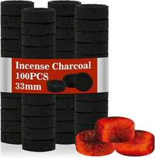 50PCS Incense Charcoal Briquettes - Charcoal Tablets Incense Burner Charcoal Burning Discs Resin Burner Grilling Quick Light Natural Charcoal Bulk Instant Fire Coals Supplies - 50 - 查看 1