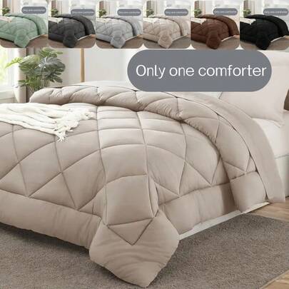 1pc Diamond Quilted Comforter, 260gsm Filling, Soft Cozy Warm All-Season Blanket, Multipurpose Design, Suitable For All Seasons