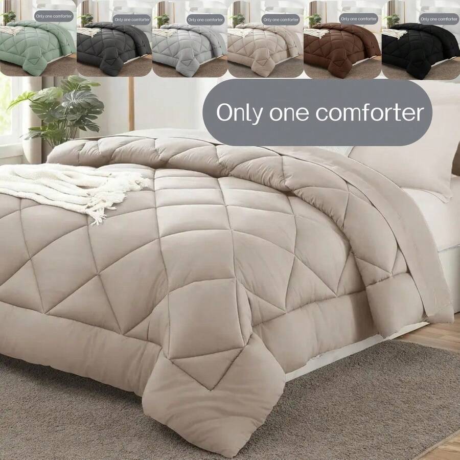 1 buah Selimut Quilted Diamond, Isian 260gsm, Selimut Lembut, Nyaman, Hangat untuk Semua Musim, Desain Serbaguna, Cocok untuk Semua Musim - hijau musim panas - View 1