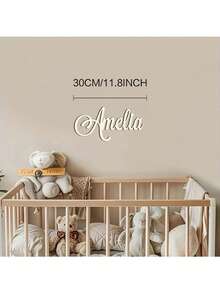 1pc Customized Wooden Name Plate, 30cm, Personalized Room Decor, Wooden Material, Horizontal, No Feather, Customized Design, Indoor/Outdoor/Garden/Yard/Company Party Waterproof Wooden Name Sign, Wedding Gift, Bridal Shower, Party Decoration, Traditional Style, Wall Mounted - Multicolor - View 4