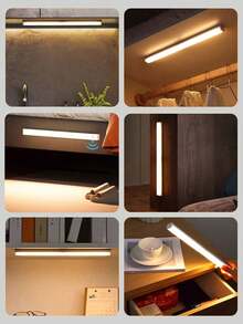 1pc LED Motion Sensor Light, Wireless Night Light, Motion Activated Light, LED Motion Sensor Light, Decorative Light, LED Light Strip, Rechargeable Magnetic Closet Light, Suitable For Wardrobe, Cabinet, Kitchen, Office Desk, Detachable, USB Powered, Sizes: 3.94in/7.87in/11.81in/19.7in - White - View 10