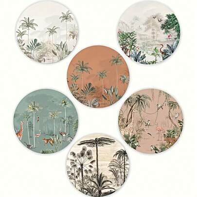 6 قطع من الأواني الخشبية الأنيقة - مصممة بنقوش جذابة للغابة والزهور، مقاومة للحرارة للقهوة والشاي، مثالية لديكور المنزل والمكتب والبار أو الحفلات. هدية مثالية لعيد الأم أو موسم التخرج.