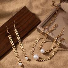 1 Set Women's Geometric Luxury Design Wheat Ear Pearl Necklace & Bracelet Jewelry Set - Multicolor - View 4