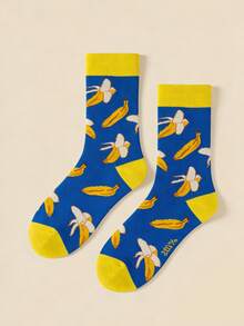 1 Pair Men's Spring/Summer New Creative Comfortable Banana Street Casual Mid-Calf Socks - Blue - View 7
