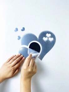 1套3D创意镜面心形极简主义墙贴 - 銀色 - 查看 2