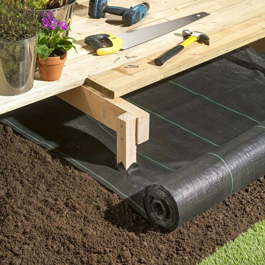 Landscape Fabric Barrier 4x10m - Permeable Ground Cover Block Fabric, UV Stabilized Polypropylene, Garden Control Mat For Flower Beds, Pathways - Black - View 1