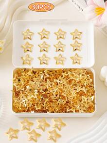 10 piezas/30 piezas/50 piezas Pinzas para el cabello con estrellas huecas metálicas estilo Y2K, lindos pasadores de estrella de cinco puntas para el flequillo, adecuados para peinados diarios, de trabajo y de fiesta - Multicolor - Ver 9