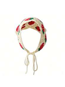 1pc Strawberry Embroidered Bandana Scarf, Cute Pastoral Style Head Wrap For Women, Suitable For Outdoor, Beach, Picnic, Travel Summer Hair Accessories Beach Hair Bands Vacay Headband - Multicolor - View 11