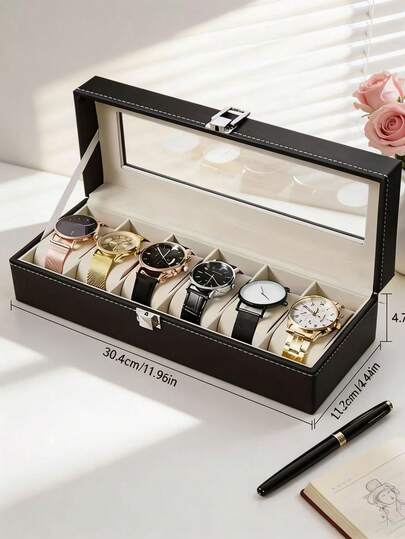 2/3/6/10/12 emplacements Boîte de rangement de montre de grande capacité de luxe, support d'affichage de montre et de bracelet, convient aux hommes et aux femmes, montres mécaniques et électroniques. Élégant étui en cuir PU noir avec séparateurs de , peut ranger des montres, boîte d'affichage de cadeaux. Étui en cuir PU, boîte de rangement de montre, boîte d'affichage d'horloge, organisation de la maison, décoration de la pièce, cadeau unisexe.