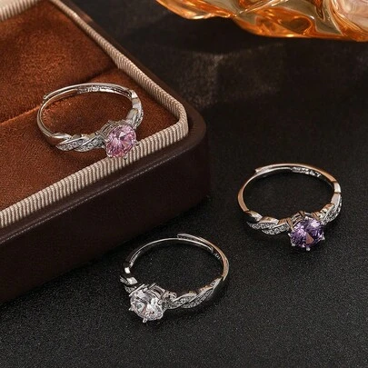 مجموعة من 3 قطع (جودة عالية) خاتم مرصع بزركونيا أكوامارين مقطوع على شكل ثماني الأضلاع، مزين بطابع أنيق، مناسب كهدية عيد الأم أو عيد الحب للعائلة والأصدقاء والأزواج