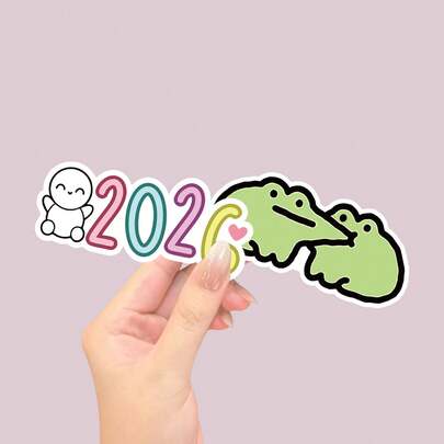 青蛙拥抱情侣贴纸 - 可爱萌趣的青蛙主题乙烯基贴纸，2026新年主题，励志设计，适用于笔记本电脑、笔记本、水瓶、动物主题角落、个人空间和幽默区域 | 青蛙爱好者、情侣、朋友和幽默爱好者的理想之选 | 完美礼物