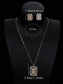 Bộ 2 món gồm dây chuyền và bông tai thiết kế độc đáo dạng lưới rỗng, lấp lánh, phong cách tối giản, phù hợp cho nữ giới đeo hàng ngày và làm quà tặng. - Bộ vòng cổ và hoa tai - Xem 6