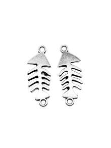 10 Stück 31x12mm Fischgräten-Verbindungselemente als Charms für DIY Armband, Halskette, Schmuckherstellung, Handwerkskunst - Fischgrätenverbinder - Übersicht 2
