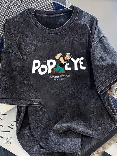 Camiseta holgada de manga corta con cuello redondo, de algodón, de estilo retro, cómoda y de moda, con estampado de letras, para mujer de talla grande en verano