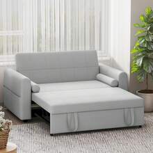 Jooli H 2 Seater Sofa Bed, 3-In-1 Convertible Pull Out Sleeper Sofa With 3-Position Adjustable Backrest, Side Pockets For Living Room, Guest Room, Light Grey - Light Gray - Two-seater - View 6