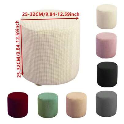 Round Ottoman Slipcover Stretch Footrest Covers Elastic Ottoman Cover Spandex Footrest Stool Footstool Protector For Furniture