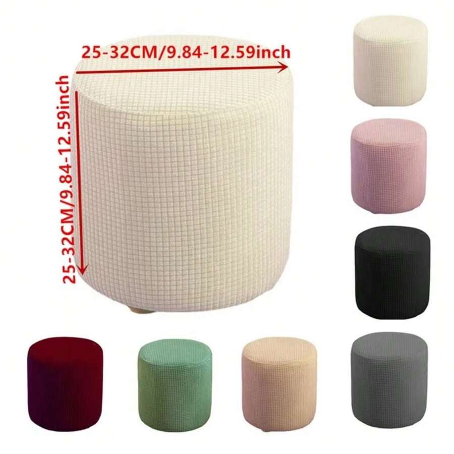 Round Ottoman Slipcover Stretch Footrest Covers Elastic Ottoman Cover Spandex Footrest Stool Footstool Protector For Furniture - Multicolor - View 1