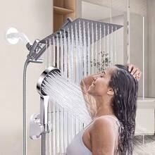 Shower Head , 8-Inch High-Pressure Showerhead, 3 Handheld Shower Head Combinations With Different Settings Home Bathroom Decor - Chrome-extension Rod - View 2