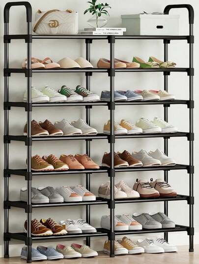 2-8 Tier Double-Row Shoe Rack For Home Use, Easy To Assemble, A Space-Saving Storage Solution, Super Strong Load-Bearing Capacity, Practical Storage Rack, Suitable For Entryways, Dormitories, Living Rooms, Bedrooms, And Home Decor, Suitable For Both Men And Women, A Great Holiday Gift, Especially For Mother's Day.