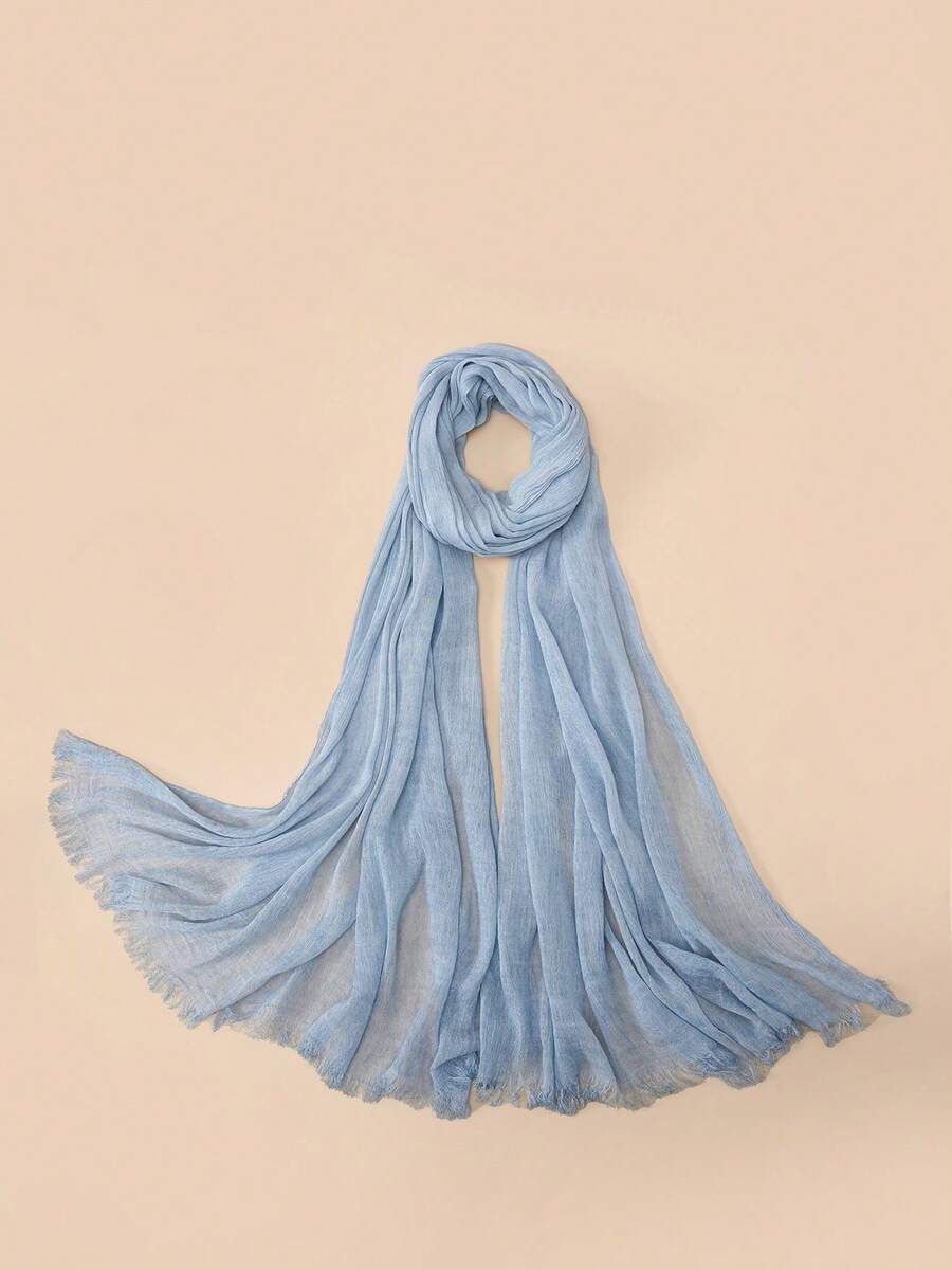 1 chiếc khăn choàng dài màu trơn, kiểu dáng giản dị, thích hợp sử dụng hàng ngày - Raffeld Hijab, đi biển, đi nghỉ mát - Màu xanh nhạt - Xem 1