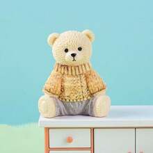 Cute Teddy Bear Statues With Knitted Sweaters, Small Resin Ornaments For Desk & Shelf - A - View 19