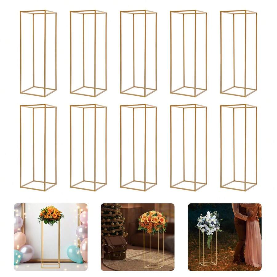 kangten 10 PCS Gold Blume Stehen für Hochzeit Tisch Mittelstücke Decor, Hochzeit Blumenständer für Blumenarrangement, Party, Veranstaltungen, Home Decor - Gold - Übersicht 1