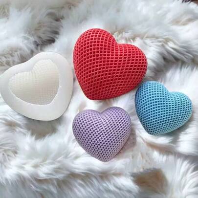 3D心形硅胶蜡烛/肥皂模具，创意编织心形模具，适用于手工皂、树脂制品、家居装饰
