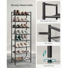 Shoe RackNarrow Shoe Rack Sturdy 8 Tier Metal Tall Shoe Rack Shelf Slim Shoe Storage Organizer For Closet Entryway Small Spaces Vertical Shoe Stand Tower For 18 Pairs Shoes Easy Assembly Black - Black - View 6