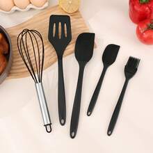 Bộ 6 thìa silicon, chịu nhiệt, chống dính, dùng để làm bánh, nấu nướng, trộn, cạo thức ăn bám trên dụng cụ nấu nướng chống dính, dụng cụ nhà bếp. - Nhiều màu - Xem 1
