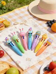 Easter-Themed Multi-Functional Ballpoint Pen - 4-In-1 Multi-Color Pen, Equipped With A Decorative Cap, Lightweight And Portable, Smooth Writing, Suitable For Schools, Offices, Party Gifts, Small And Portable, Suitable For Putting In A Pocket. - Multicolor - View 3