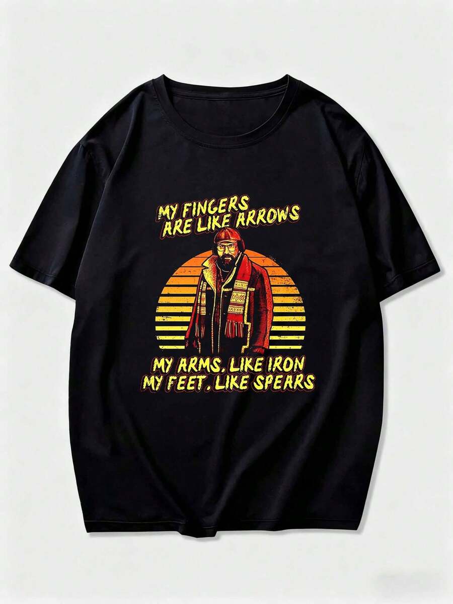 S-Stranger T-Things Mis Dedos Son Como Flechas Camiseta Esencial de Murray con Aspecto Desgastado - Negro - Ver 1