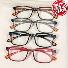 cabecade 4 Pairs Fashionable Minimalist Square Transparent Lens Full Frame Rectangular Reading Glasses For Men And Women - clear - View 1