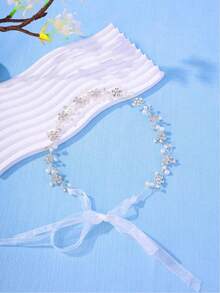 1pc Handmade Plum Blossom Pattern Bridal Headpiece, Elegant - Silver - View 3