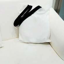 White Canvas Tote Bag, Polyester Material, Large Capacity, Minimalist Shoulder Bag, Handbag, Solid Color No Pattern, Suitable For Daily Commute And Shopping - White - View 3