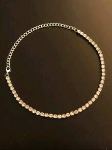 1件装女士水钻镶嵌项链，正式场合项链 - 16 inch 銀 - 查看 6