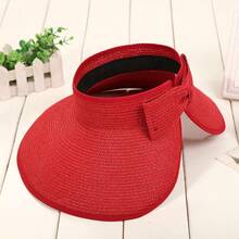 可折叠卷边宽檐女士遮阳帽，适合海滩和扎马尾辫，UPF防晒旅行草帽 - 彩色 - 查看 6