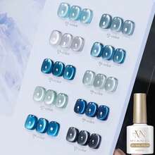 MIANEL 10ml 春季新款蓝色玻璃珠猫眼凝胶指甲油 2026 蓝色水晶指甲油 蓝色美甲 UV灯 春夏情人节美甲沙龙专用 - 彩色 - 查看 2