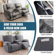 Genina Funda impermeable para sillón reclinable de dos plazas con consola fundas elásticas para sofá reclinable con bolsillos fundas reclinables Lazy Boy protector de sofá a prueba de fugas para - Gris Oscuro - Ver 5