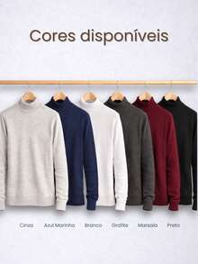 Baronesa Tricot Cacharrel Men's Cold Weather Blouse High Neck Knitting - 黑色 - 查看 7