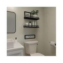Floating Shelves For Wall Decor Sign, Bathroom Organizers And Storage, Bathroom Shelves Over Toilet With Metal Guardrail-Black. - 黑色定制 - 查看 2