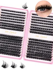 MEM DIY 384pcs D-Curl Eyelash Extension Kit, Includes Lash Clusters, Glue, Tweezers, Lash Brush For At-Home Eyelash Extension - Black - View 10