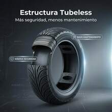 Neumático 130/70-12, adecuado para el tráfico urbano y terrenos irregulares, que ofrece una tracción robusta y una resistencia duradera a los pinchazos, para vehículos de transporte cotidiano. - Negro - Ver 4