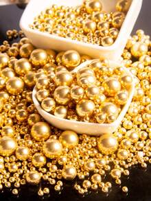 4.59oz/130g High Quality Round Golden Pearls Cake Decorations, Cupcake, Wedding Cake, Baking Supplies - Bright Gold - View 4