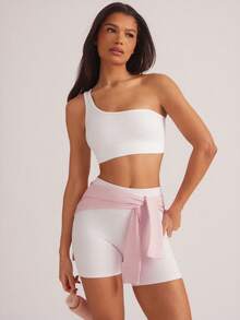 Hauture Cut Out Back Crop Sports Teeworkout Tank Top - White - View 5
