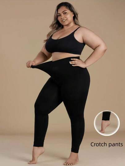 Leggings de talla grande de tobillo largo en negro