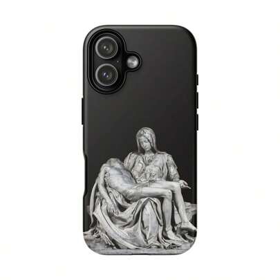 米开朗基罗《圣殇》雕塑手机壳，文艺复兴艺术复古保护套 - 兼容 11/12/13/14/15/16 Pro Max、Galaxy S26 S25 S24 S23 S22 S21 Plus Ultra、Galaxy A71 A57 A56 A55 A54 A53 A52 A37 A36 A35 A34 A33 A32