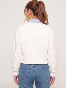 Kit Of 2 Women's Lined Cotton Fleece Sweatshirts, Warm And Casual Lined Winter Jackets - Trắng và Nâu - Xem 4