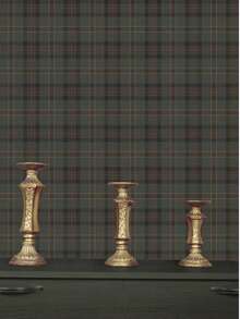 深绿色格子壁纸 - 农舍风格墙纸，复古苏格兰格子图案，可移除自粘型 - 1PC - 查看 2