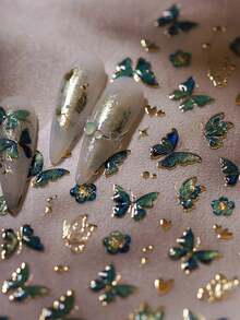 1pc 5D Nail Art Stickers Fragment Colourful Shell Light Butterfly High Quality Nail Stickers Spring Nail Art Decal Design Manicure Nails Nail Supplies - Multicolor-6 - View 1